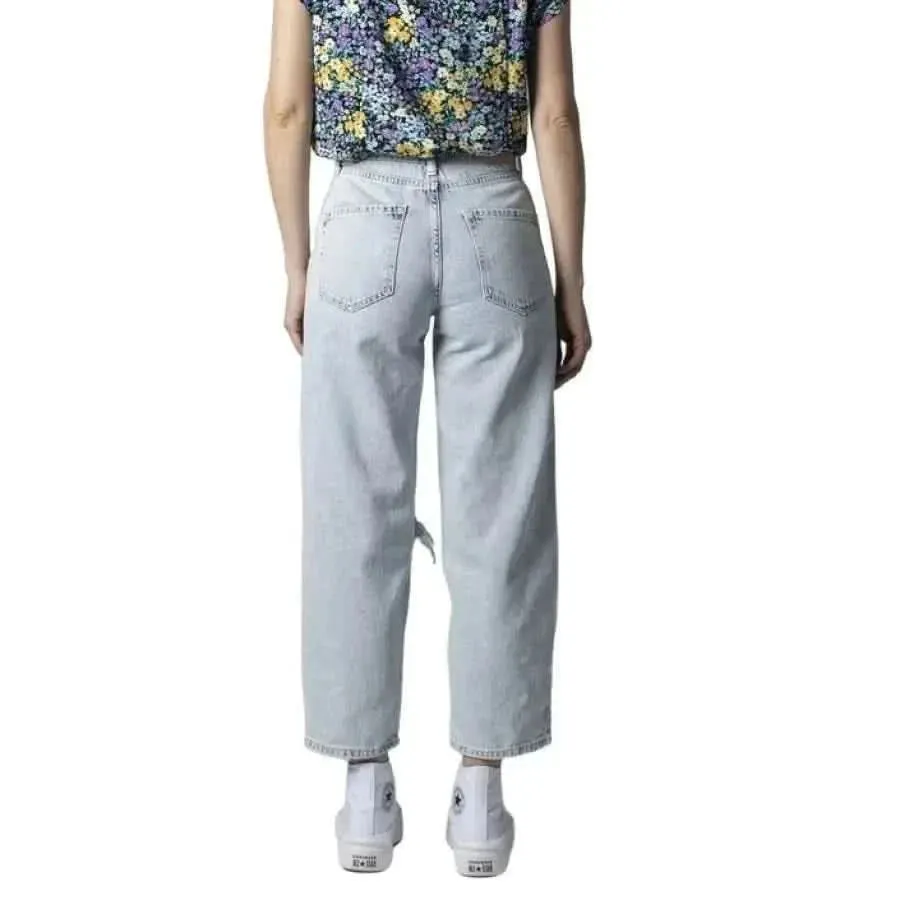 Women's Light Blue Ripped Jeans with Pockets