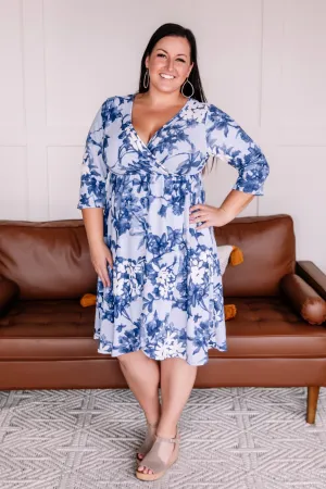 Wrap Things Up Blue Floral Dress