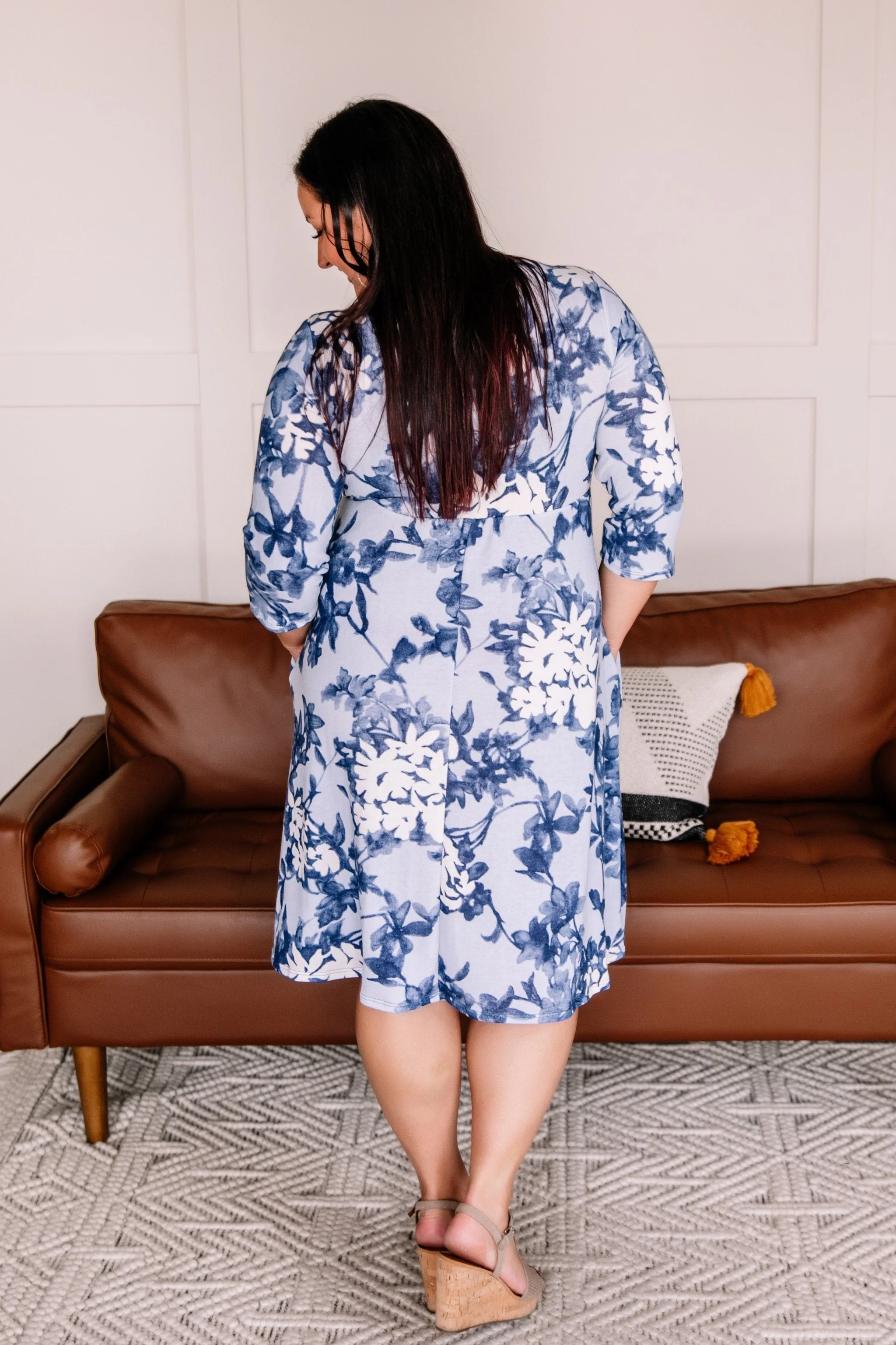 Wrap Things Up Blue Floral Dress