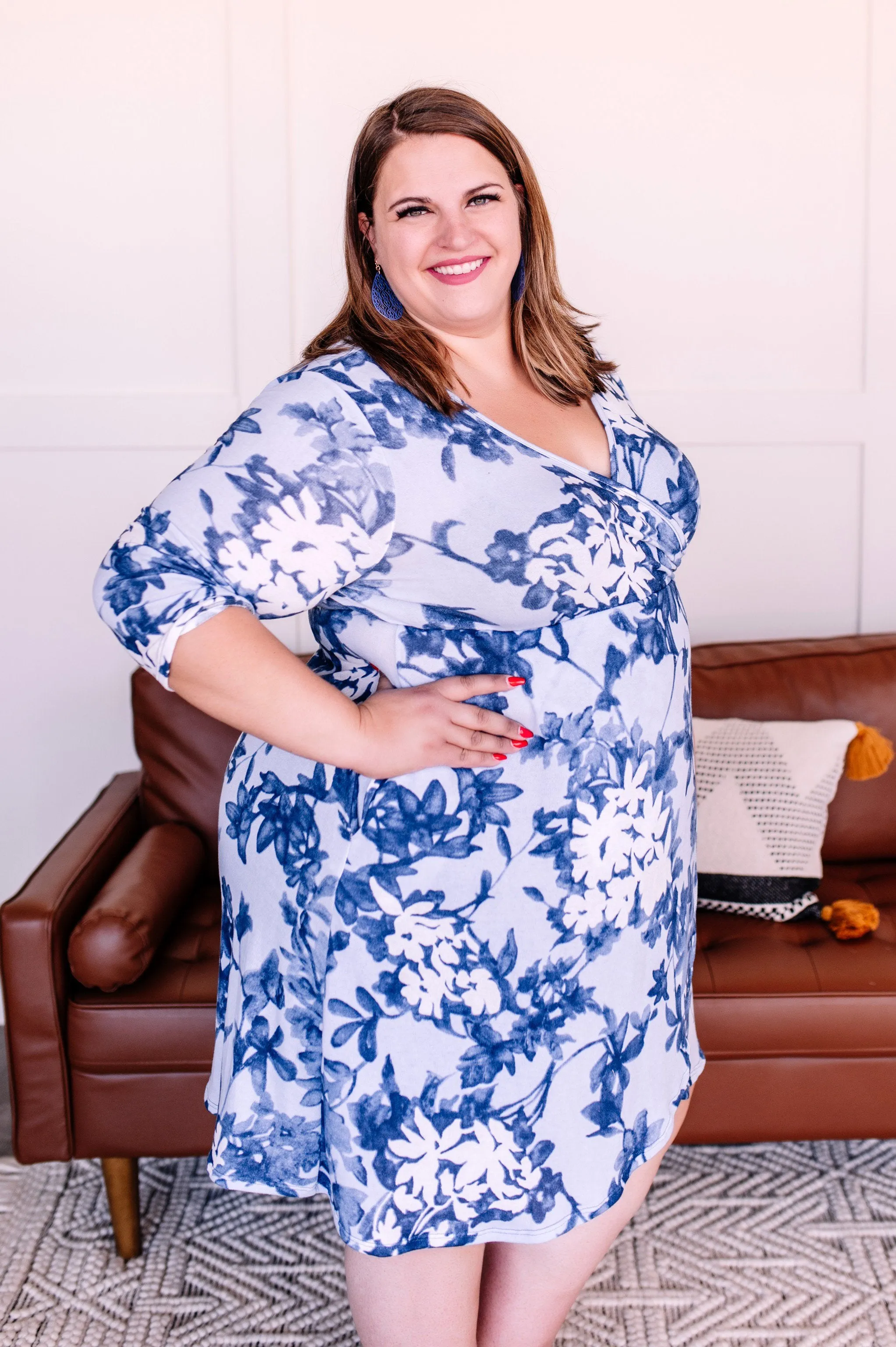 Wrap Things Up Blue Floral Dress