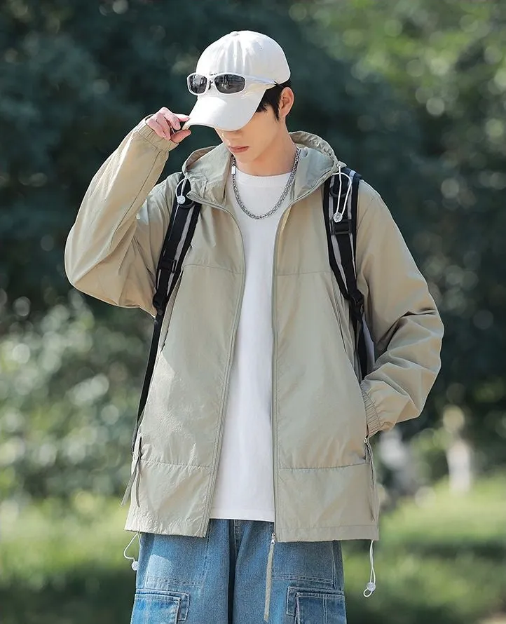 Zip-up Solid Windbreaker Perfect for Spring and Autumn