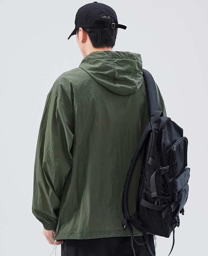 Zip-up Solid Windbreaker Perfect for Spring and Autumn