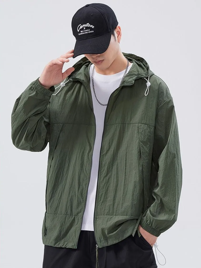Zip-up Solid Windbreaker Perfect for Spring and Autumn