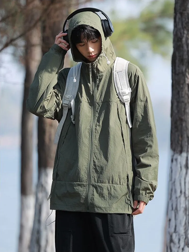 Zip-up Solid Windbreaker Perfect for Spring and Autumn
