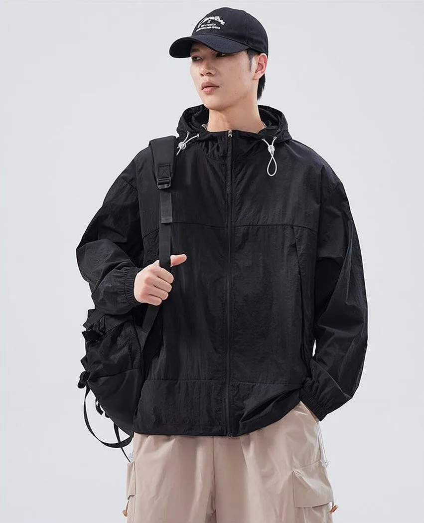 Zip-up Solid Windbreaker Perfect for Spring and Autumn