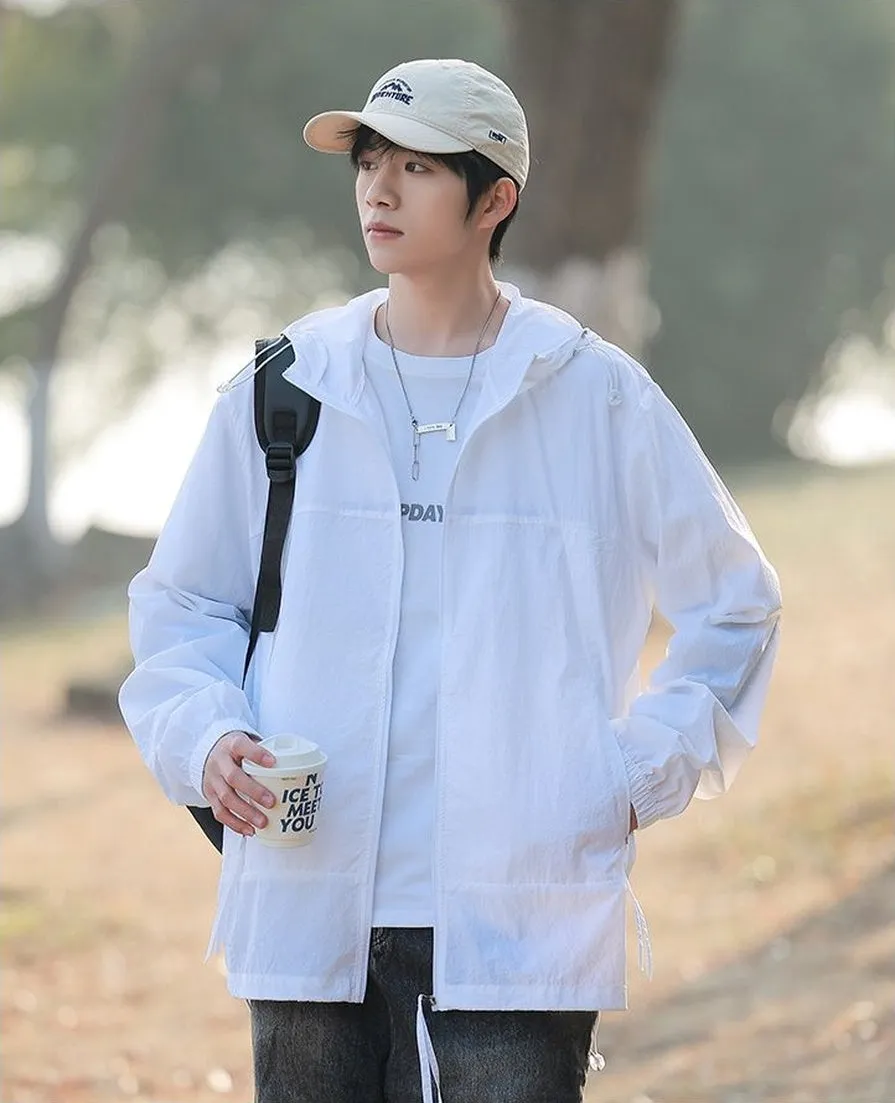 Zip-up Solid Windbreaker Perfect for Spring and Autumn