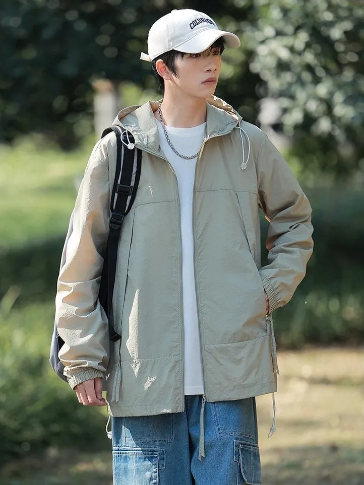 Zip-up Solid Windbreaker Perfect for Spring and Autumn