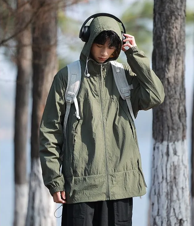 Zip-up Solid Windbreaker Perfect for Spring and Autumn