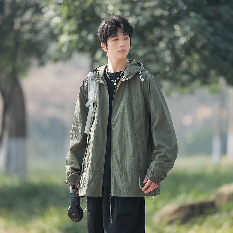 Zip-up Solid Windbreaker Perfect for Spring and Autumn
