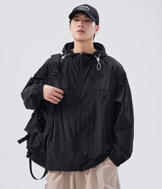 Zip-up Solid Windbreaker Perfect for Spring and Autumn