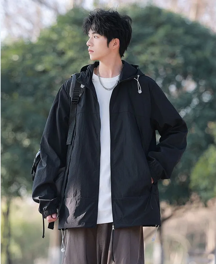 Zip-up Solid Windbreaker Perfect for Spring and Autumn
