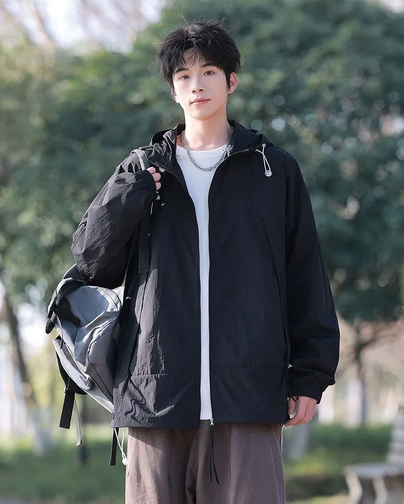 Zip-up Solid Windbreaker Perfect for Spring and Autumn