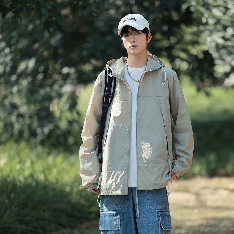 Zip-up Solid Windbreaker Perfect for Spring and Autumn