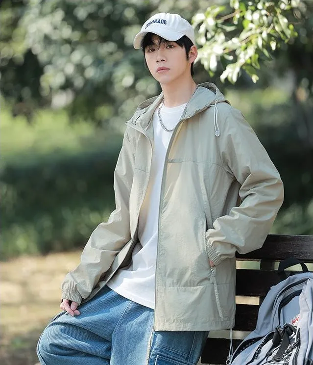 Zip-up Solid Windbreaker Perfect for Spring and Autumn