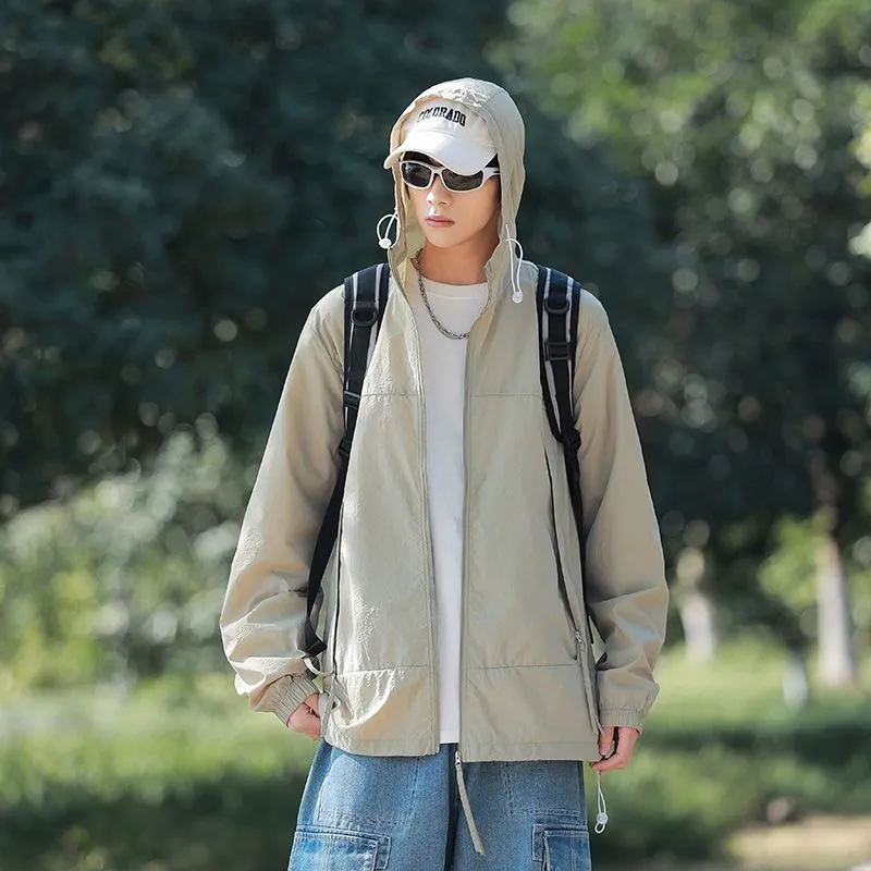 Zip-up Solid Windbreaker Perfect for Spring and Autumn
