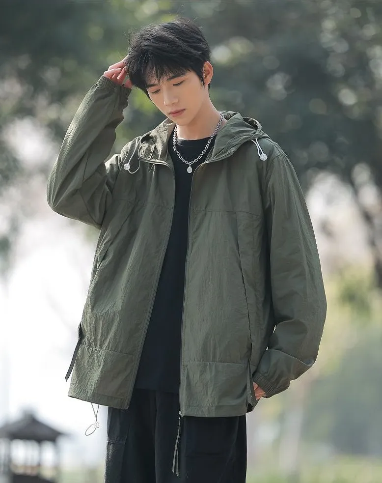 Zip-up Solid Windbreaker Perfect for Spring and Autumn