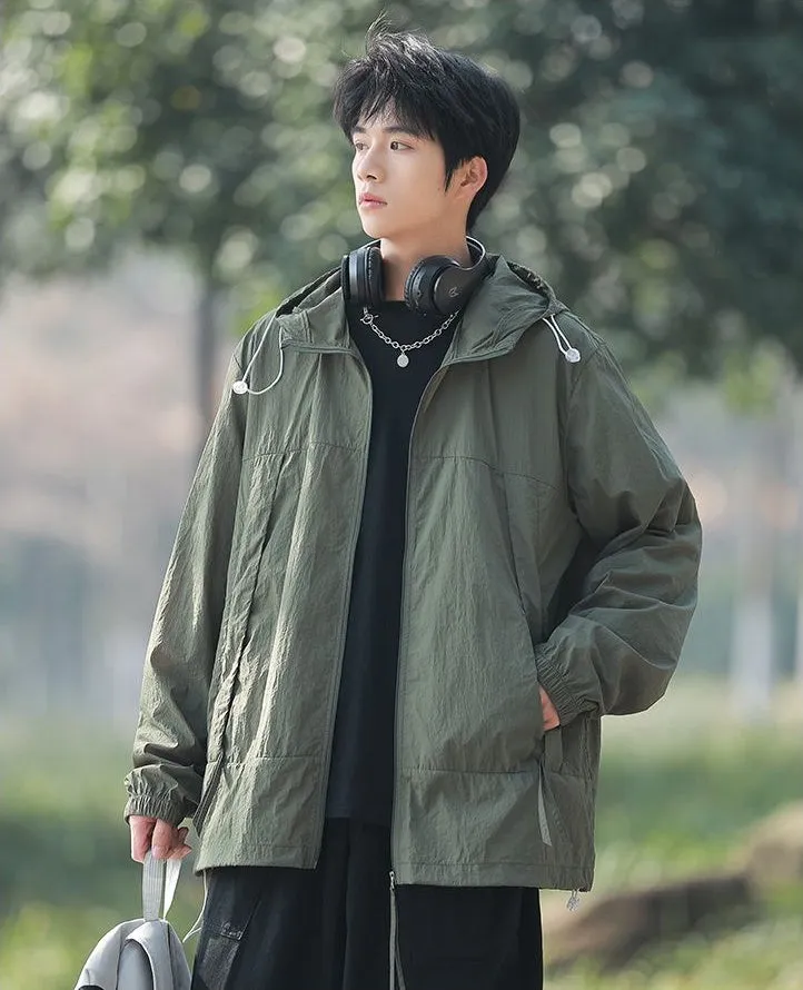 Zip-up Solid Windbreaker Perfect for Spring and Autumn