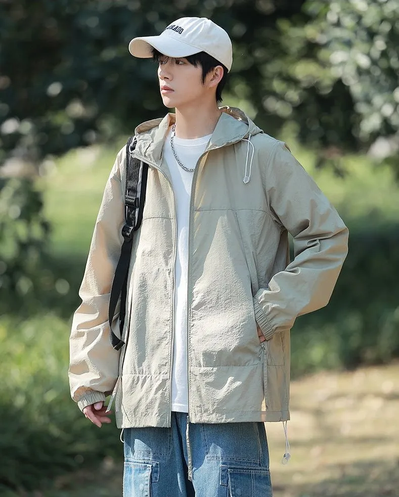 Zip-up Solid Windbreaker Perfect for Spring and Autumn