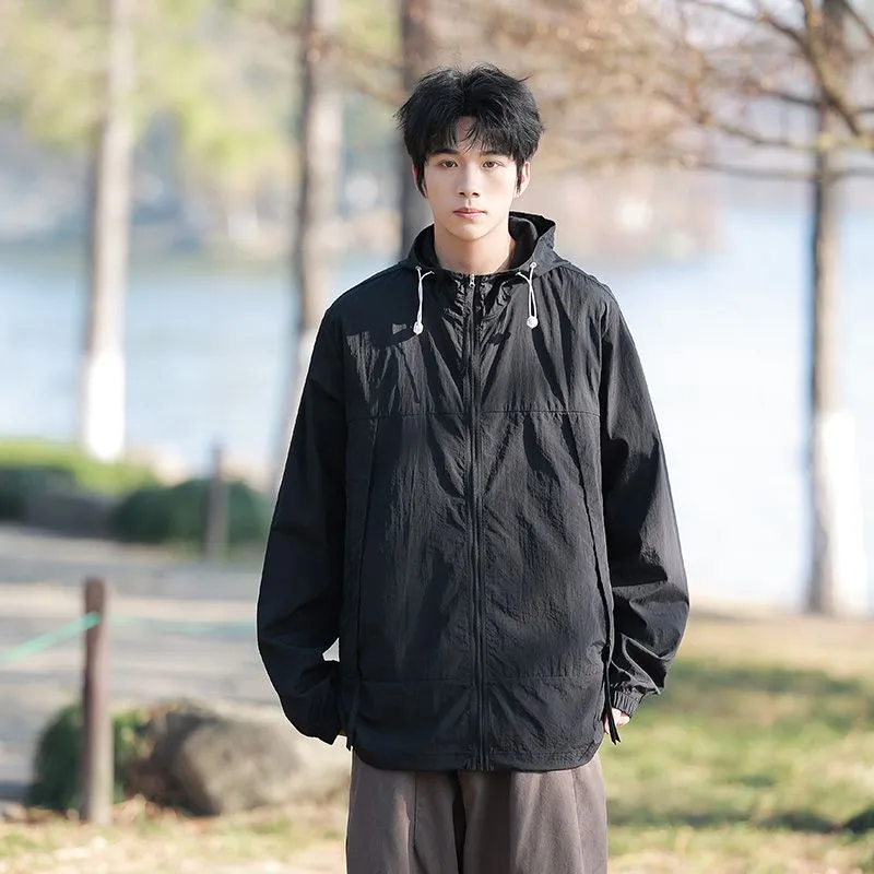 Zip-up Solid Windbreaker Perfect for Spring and Autumn