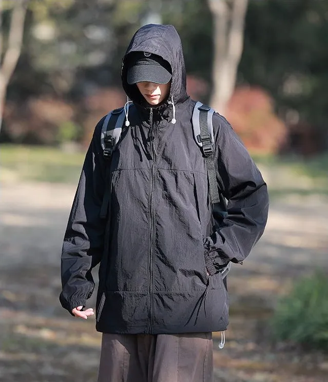 Zip-up Solid Windbreaker Perfect for Spring and Autumn