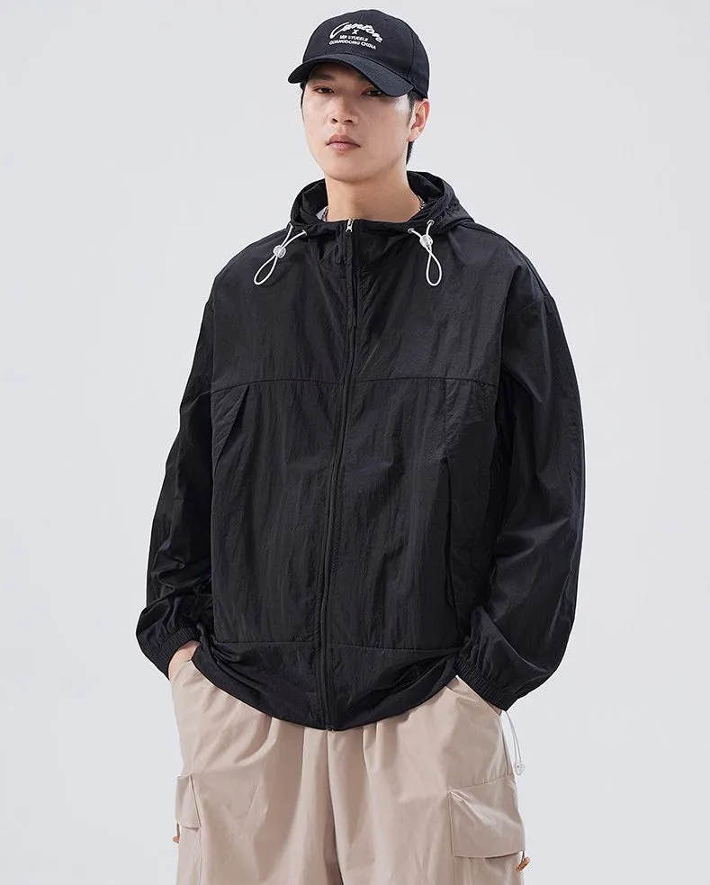 Zip-up Solid Windbreaker Perfect for Spring and Autumn