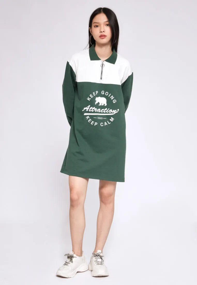 Zip Up Sweatshirt Mini Dress