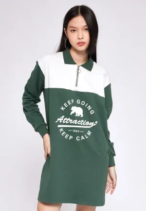 Zip Up Sweatshirt Mini Dress