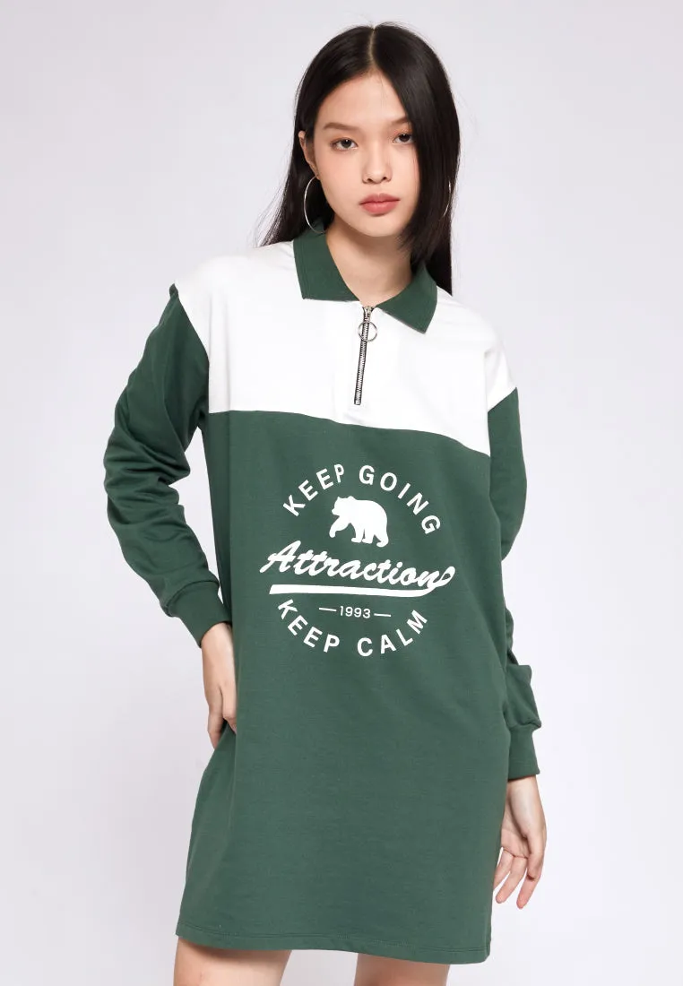 Zip Up Sweatshirt Mini Dress
